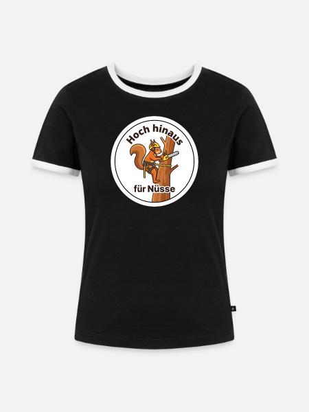 Baumpfleger Arborist Eichhörnchen Klettern - Frauen Kontrast-T-Shirt - Schwarz/Weiß