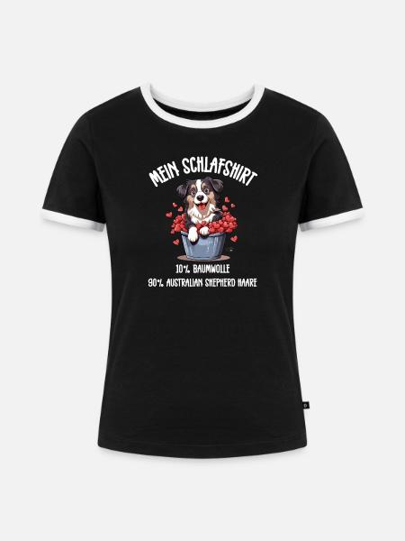 Aussie Eimer Herzen Schlafshirt - Frauen Kontrast-T-Shirt - Schwarz/Weiß