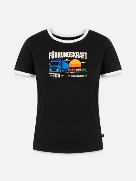 Führungskraft: Truck & Follower Sunset - Frauen Kontrast-T-Shirt - Schwarz/Weiß