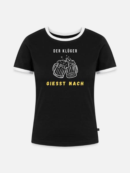 Stoßende Bierkrüge Grafik - Frauen Kontrast-T-Shirt - Schwarz/Weiß