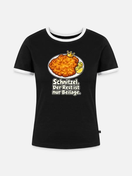 Schnitzel regiert - Frauen Kontrast-T-Shirt - Schwarz/Weiß