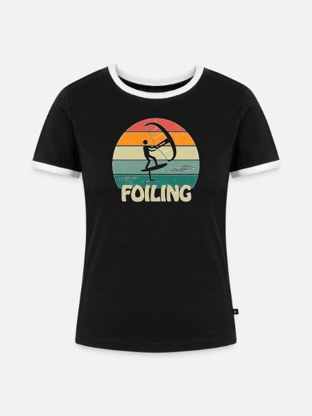 Foiling Retro Sunset - Frauen Kontrast-T-Shirt - Schwarz/Weiß
