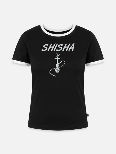 Shisha Hookah Silhouette Motiv - Frauen Kontrast-T-Shirt - Schwarz/Weiß