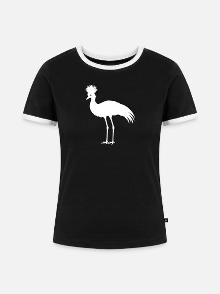 Kasuar Silhouette mit Federkrone - Frauen Kontrast-T-Shirt - Schwarz/Weiß