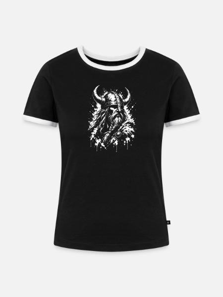 Wiking Krieger - Frauen Kontrast-T-Shirt - Schwarz/Weiß