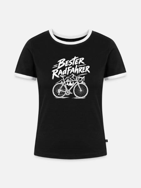 Bester Radfahrer Fahrrad Illustration Geschenk - Frauen Kontrast-T-Shirt - Schwarz/Weiß