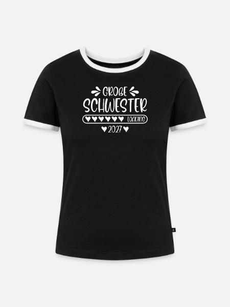 Große Schwester 2027 loading - Frauen Kontrast-T-Shirt - Schwarz/Weiß