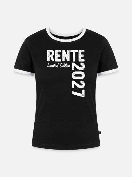 Rente 2027 - Ruhestand - Pension - Frauen Kontrast-T-Shirt - Schwarz/Weiß