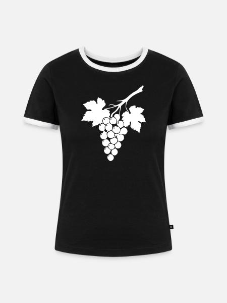 Weiße Weinrebe Weintrauben Geschenk Weintrinker - Frauen Kontrast-T-Shirt - Schwarz/Weiß