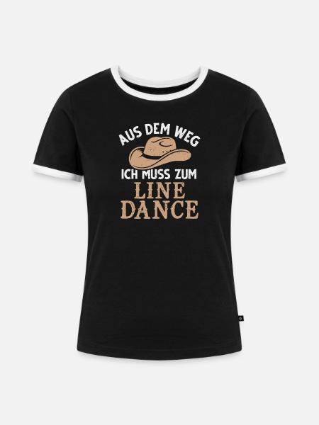 Line Dance Country Linedance Tanzen Cowboyhut - Frauen Kontrast-T-Shirt - Schwarz/Weiß