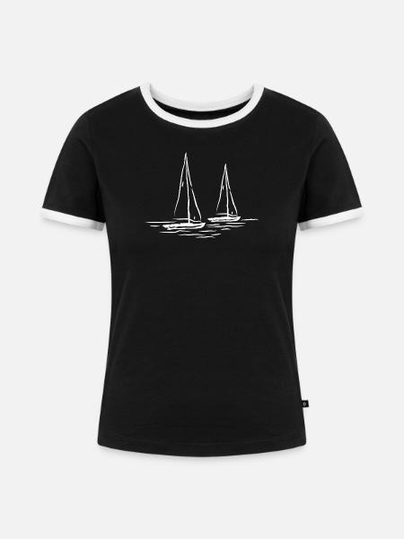 Segelboote Segelboot Segler - Frauen Kontrast-T-Shirt - Schwarz/Weiß