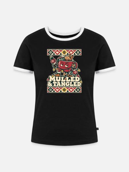 Glühwein Weihnachten – Mulled & Tangled - Frauen Kontrast-T-Shirt - Schwarz/Weiß