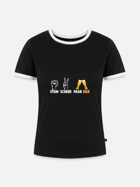Stein Schere Paar Bier - Frauen Kontrast-T-Shirt - Schwarz/Weiß