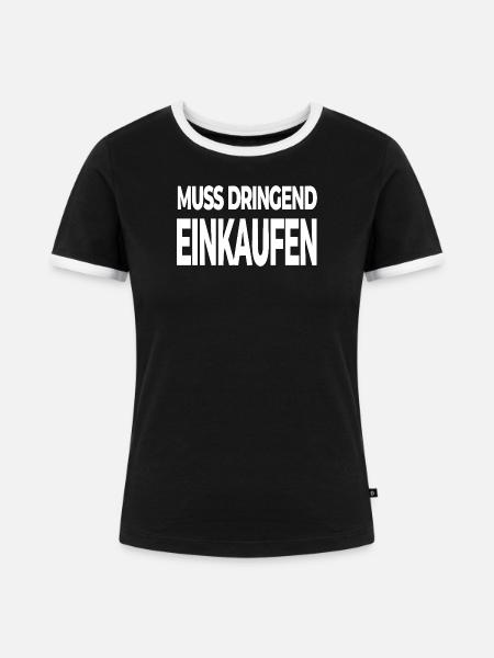 Einkaufen - Frauen Kontrast-T-Shirt - Schwarz/Weiß