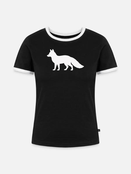 fuchs_silhouette_tier- - Frauen Kontrast-T-Shirt - Schwarz/Weiß