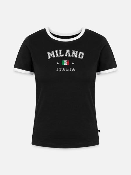 Milano Italia - Frauen Kontrast-T-Shirt - Schwarz/Weiß
