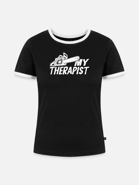 Mein Therapeut - Frauen Kontrast-T-Shirt - Schwarz/Weiß