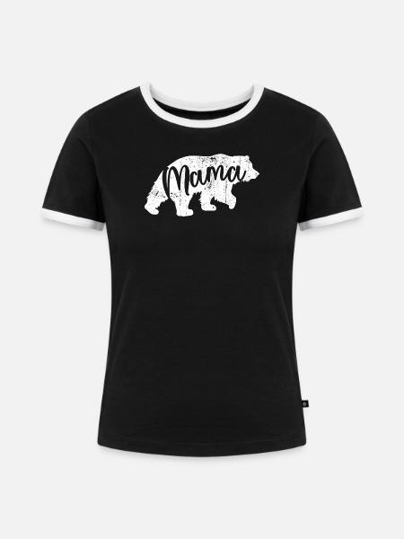 Mama Bär Schriftzug Logo - Frauen Kontrast-T-Shirt - Schwarz/Weiß