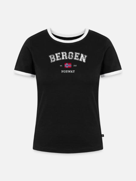 Bergen Norway - Frauen Kontrast-T-Shirt - Schwarz/Weiß