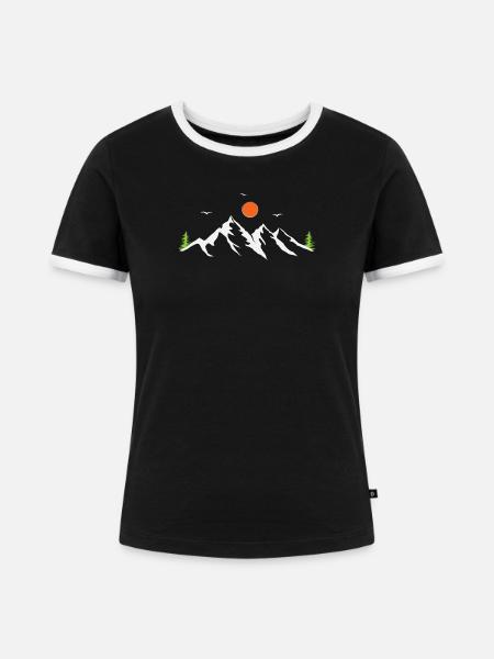 Gebirge - Frauen Kontrast-T-Shirt - Schwarz/Weiß