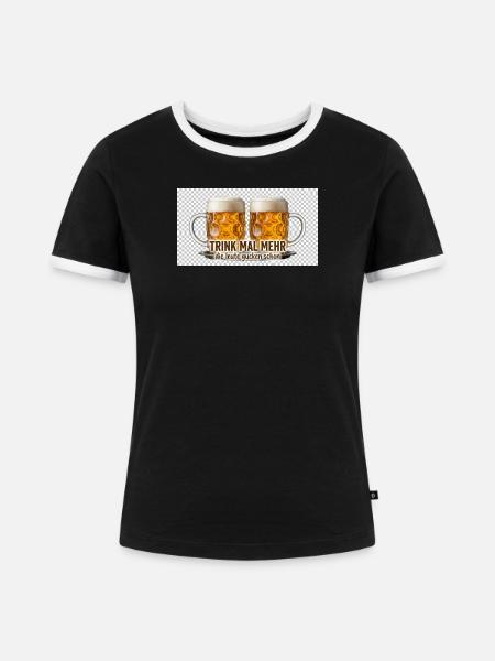 Trink Mal Mehr Bierduo - Frauen Kontrast-T-Shirt - Schwarz/Weiß