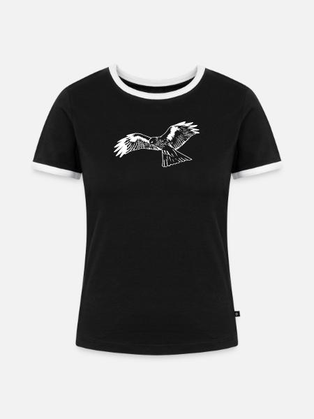 Falke in weiß - Frauen Kontrast-T-Shirt - Schwarz/Weiß