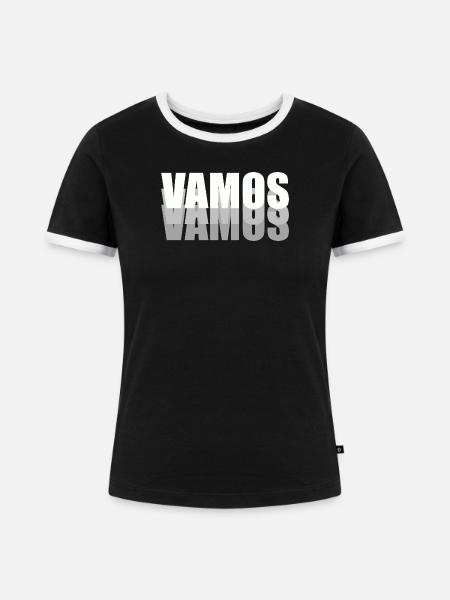 VAMOS - Frauen Kontrast-T-Shirt - Schwarz/Weiß