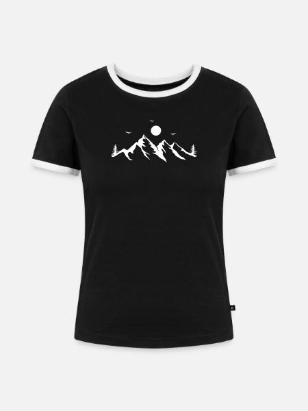 Gebirge - Frauen Kontrast-T-Shirt - Schwarz/Weiß