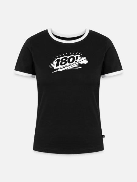Darts 180 Dartpfeil - Frauen Kontrast-T-Shirt - Schwarz/Weiß
