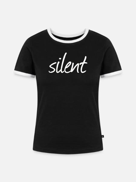 SILENT - Frauen Kontrast-T-Shirt - Schwarz/Weiß