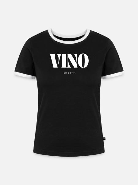 Vino ist Liebe - Frauen Kontrast-T-Shirt - Schwarz/Weiß