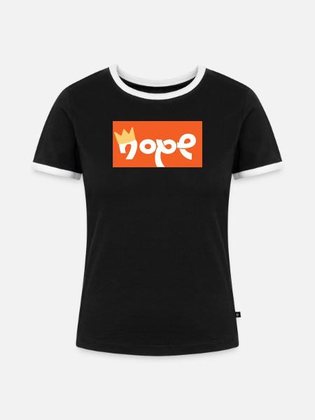 Nope Kranz Fröhliches Logo - Frauen Kontrast-T-Shirt - Schwarz/Weiß