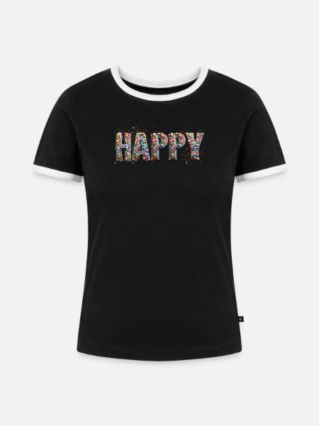 HAPPY confetti - Frauen Kontrast-T-Shirt - Schwarz/Weiß