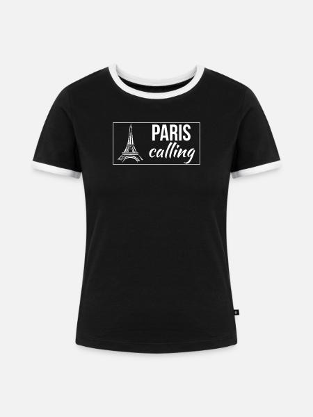 Paris Calling - Frauen Kontrast-T-Shirt - Schwarz/Weiß