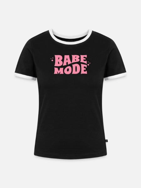 Babe Mode Power Design - Frauen Kontrast-T-Shirt - Schwarz/Weiß