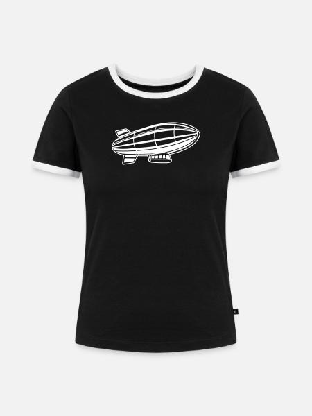 Luftschiff Silhouette Zeppelin - Frauen Kontrast-T-Shirt - Schwarz/Weiß
