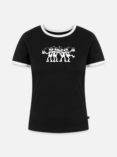 Bräutigam Freunde Gruppe Bier - Frauen Kontrast-T-Shirt - Schwarz/Weiß
