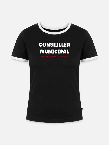 Stadtrat Typo Black Bold - Frauen Kontrast-T-Shirt - Schwarz/Weiß