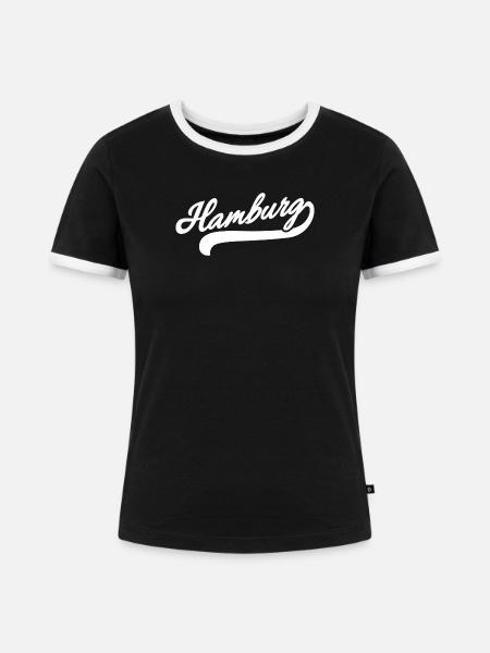 Hamburg Retro - Frauen Kontrast-T-Shirt - Schwarz/Weiß
