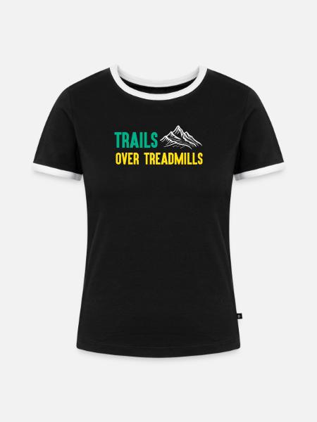 Trailrunning - Trails über Laufbänder - Frauen Kontrast-T-Shirt - Schwarz/Weiß