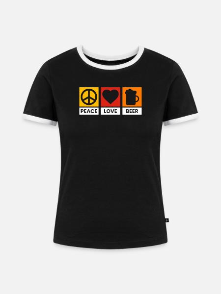 Peace Love Beer Design - Frauen Kontrast-T-Shirt - Schwarz/Weiß