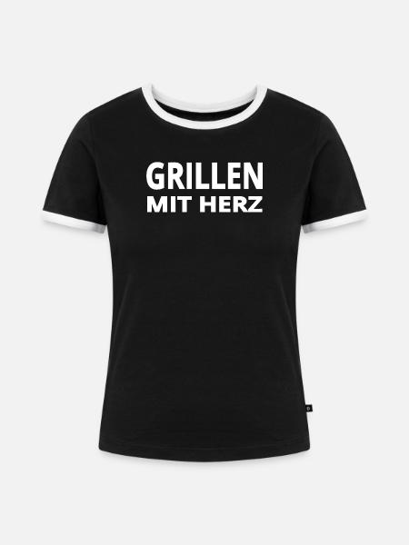Grillen - Frauen Kontrast-T-Shirt - Schwarz/Weiß