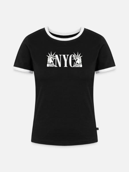 NYC Liberty Monogram Silhouette - Frauen Kontrast-T-Shirt - Schwarz/Weiß