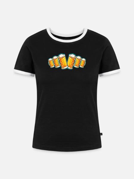 Bierglas Bierkrug Bier - Frauen Kontrast-T-Shirt - Schwarz/Weiß