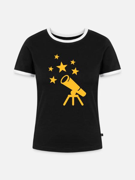 Teleskop - Frauen Kontrast-T-Shirt - Schwarz/Weiß