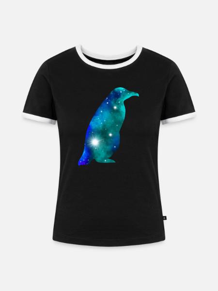 Galaxy Penguin - Frauen Kontrast-T-Shirt - Schwarz/Weiß