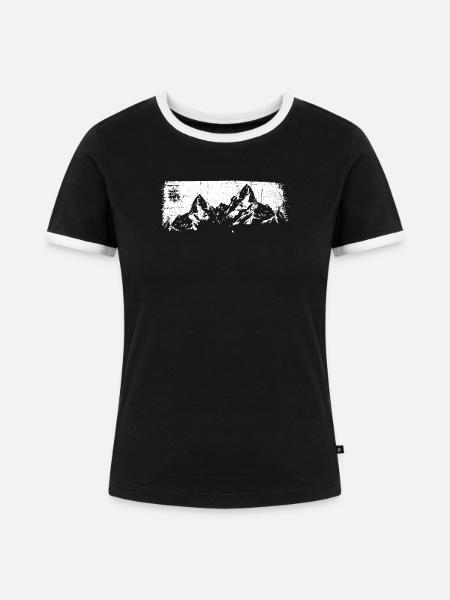 Schneegipfel-Silhouette - Frauen Kontrast-T-Shirt - Schwarz/Weiß