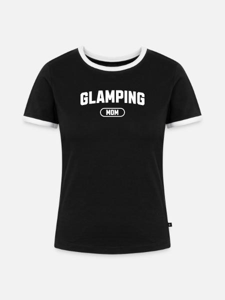 Glamping-Mama - Frauen Kontrast-T-Shirt - Schwarz/Weiß