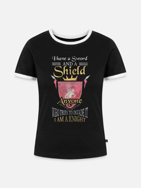 Ritter Burg Rüstung Adel - Frauen Kontrast-T-Shirt - Schwarz/Weiß