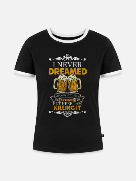 Cocktail Alkohol Shaker - Frauen Kontrast-T-Shirt - Schwarz/Weiß